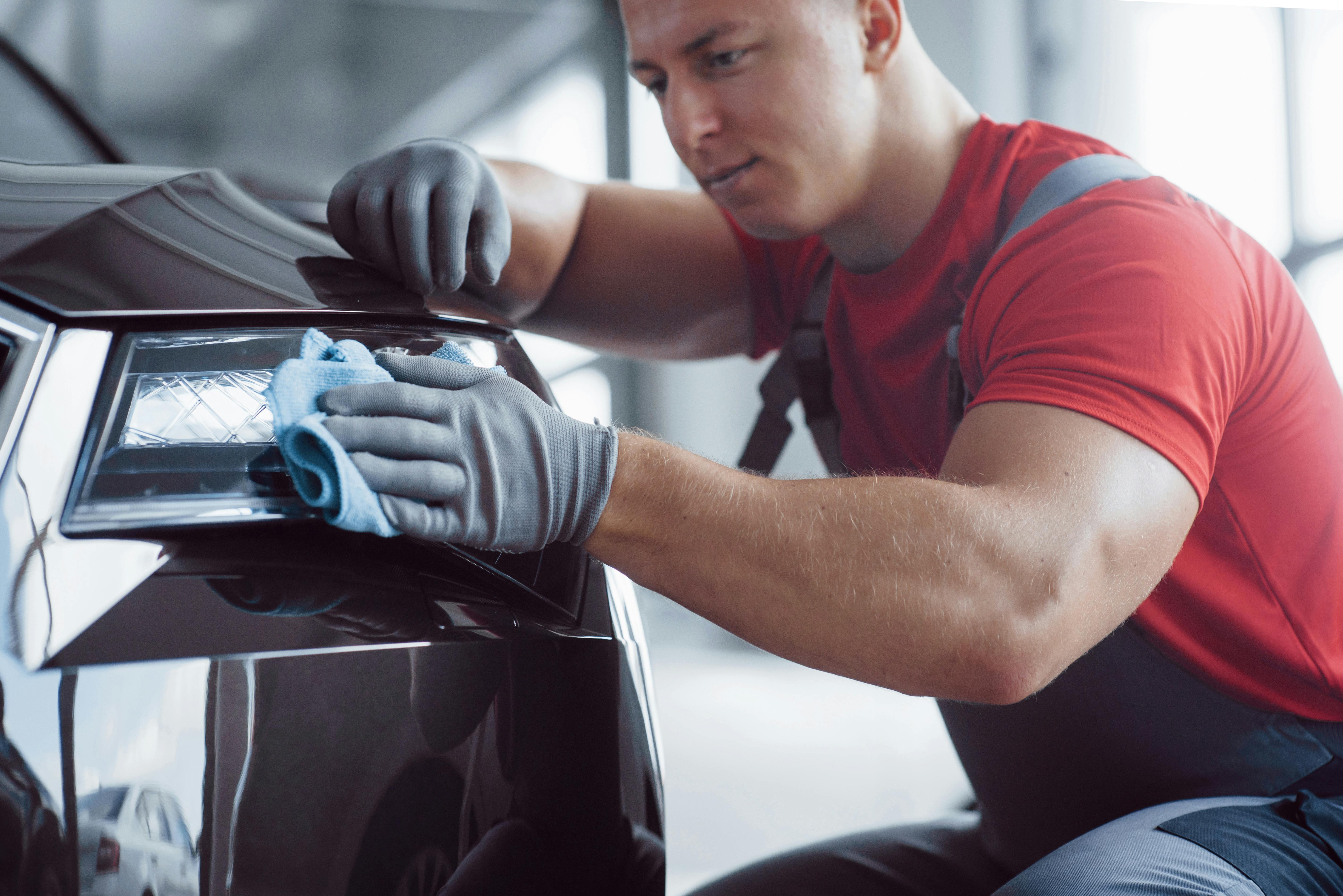 Vehicle detailing process focused on clean surfaces and careful finishing