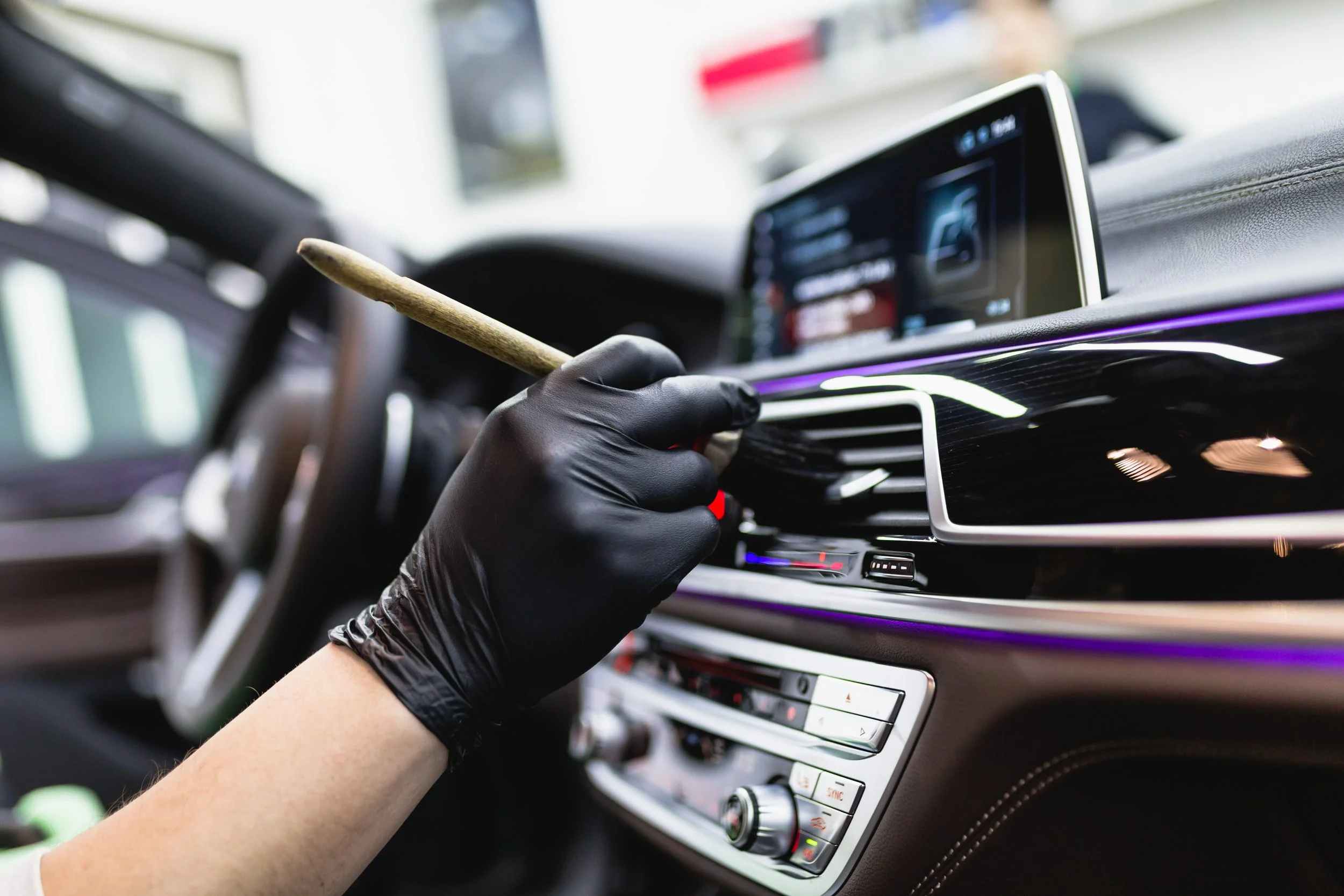 Clean vehicle prepared for a thorough wash and exterior treatment